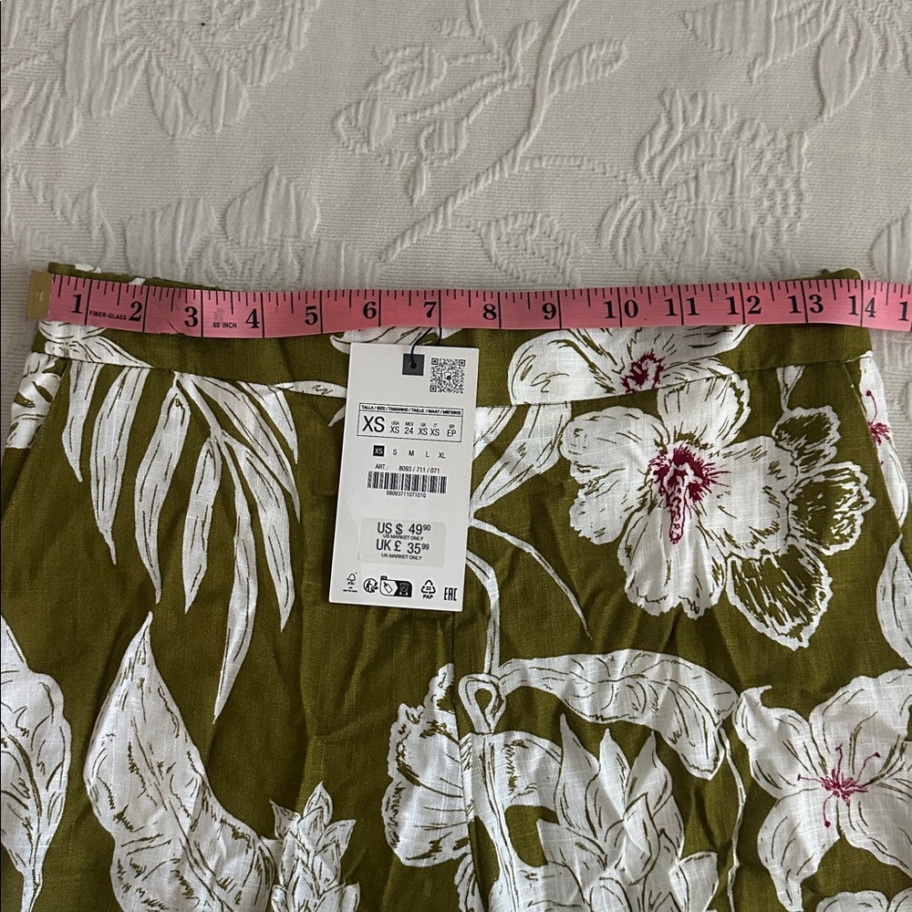 Zara Floral Green Pants - NWT - Picture 7 of 7